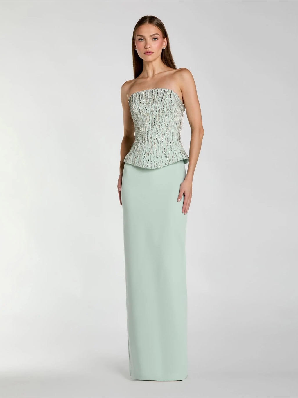 Mac Duggal 2366 Mint Beaded Evening Gown